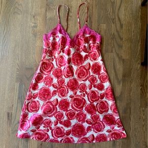 Pink Floral Slip Mini Dress, size medium